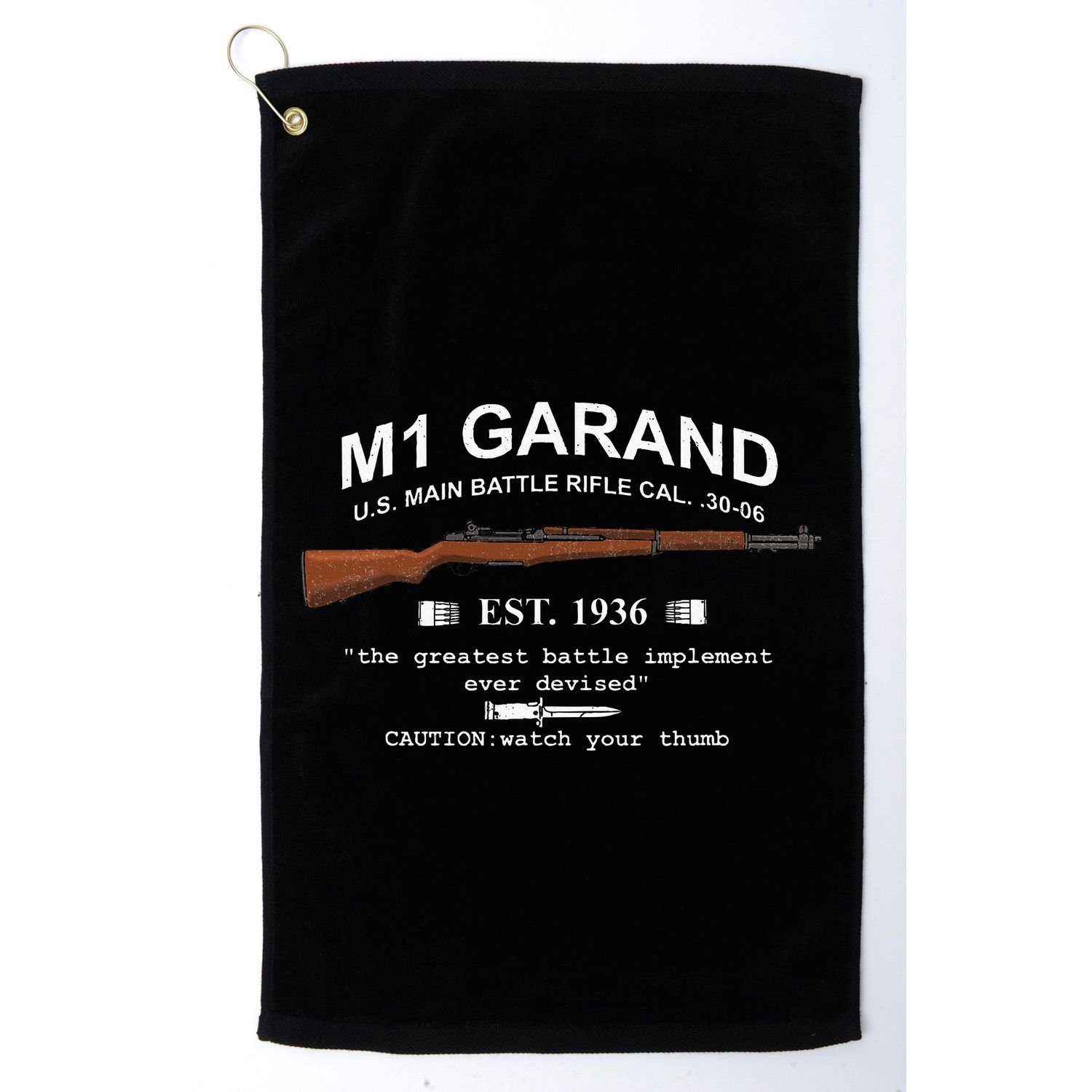 M1 Garand Rifle Gun Wwii Watch Your Thumb Est 1936 Graphic Golf Towel
