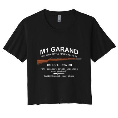 M1 Garand Rifle Gun Wwii Watch Your Thumb Est 1936 Graphic Crop Top