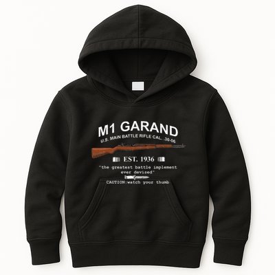 M1 Garand Rifle Gun Wwii Watch Your Thumb Est 1936 Graphic Kids Hoodie