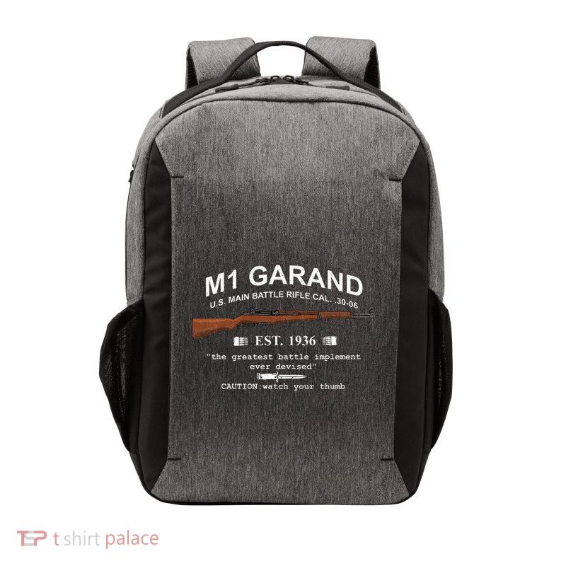 M1 Garand Rifle Gun Wwii Watch Your Thumb Est 1936 Graphic Vector Backpack