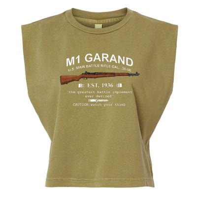 M1 Garand Rifle Gun Wwii Watch Your Thumb Est 1936 Graphic Garment-Dyed Women's Muscle Tee