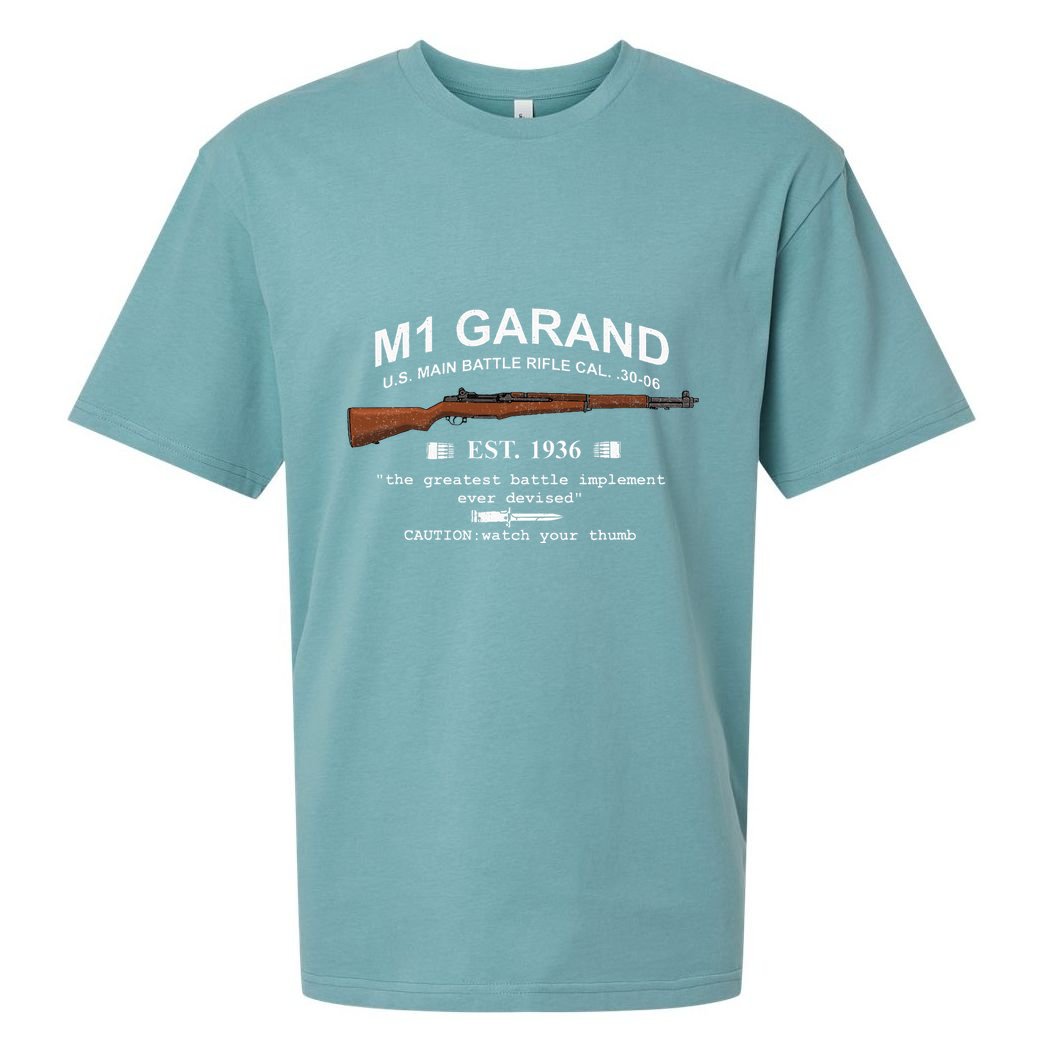 M1 Garand Rifle Gun Wwii Watch Your Thumb Est 1936 Graphic Sueded Cloud Jersey T-Shirt