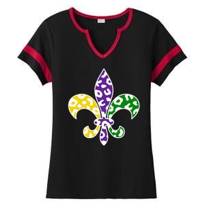 Mardi Gras Royalty Festival Ladies Halftime Notch Neck Tee