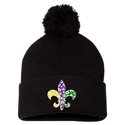 Mardi Gras Royalty Festival Pom Pom 12in Knit Beanie