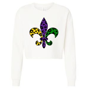 Mardi Gras Royalty Festival Cropped Pullover Crew