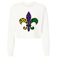 Mardi Gras Royalty Festival Cropped Pullover Crew