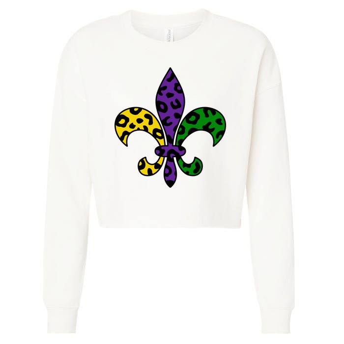 Mardi Gras Royalty Festival Cropped Pullover Crew