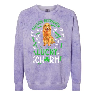 My Golden Retriever Is My Lucky Dog St Patrick's Day Colorblast Crewneck Sweatshirt