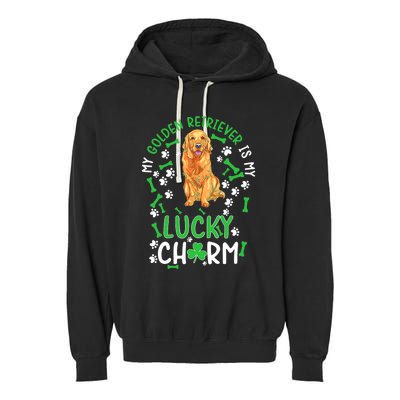 My Golden Retriever Is My Lucky Dog St Patrick's Day Garment-Dyed Fleece Hoodie