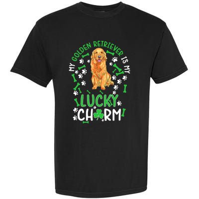 My Golden Retriever Is My Lucky Dog St Patrick's Day Garment-Dyed Heavyweight T-Shirt