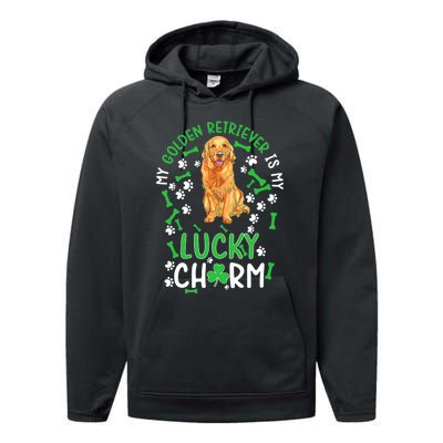 My Golden Retriever Is My Lucky Dog St Patrick's Day Performance Fleece Hoodie