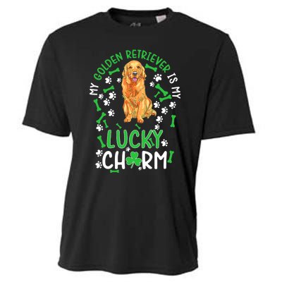 My Golden Retriever Is My Lucky Dog St Patrick's Day Cooling Performance Crew T-Shirt