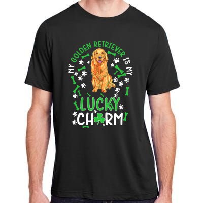 My Golden Retriever Is My Lucky Dog St Patrick's Day Adult ChromaSoft Performance T-Shirt