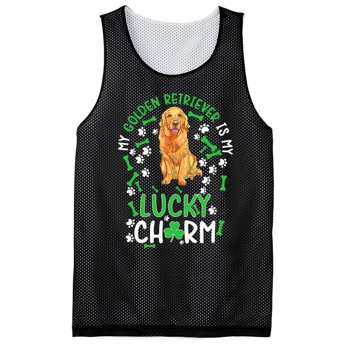 My Golden Retriever Is My Lucky Dog St Patrick's Day Mesh Reversible Basketball Jersey Tank