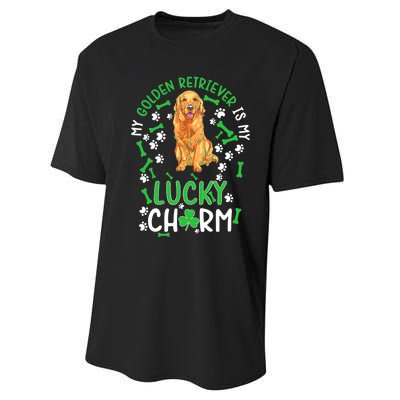 My Golden Retriever Is My Lucky Dog St Patrick's Day Performance Sprint T-Shirt