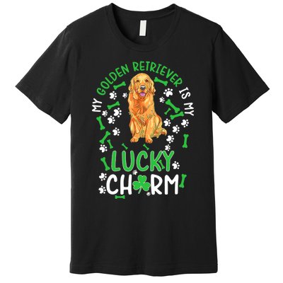 My Golden Retriever Is My Lucky Dog St Patrick's Day Premium T-Shirt