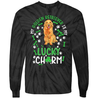 My Golden Retriever Is My Lucky Dog St Patrick's Day Tie-Dye Long Sleeve Shirt