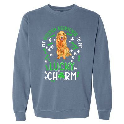 My Golden Retriever Is My Lucky Dog St Patrick's Day Garment-Dyed Sweatshirt