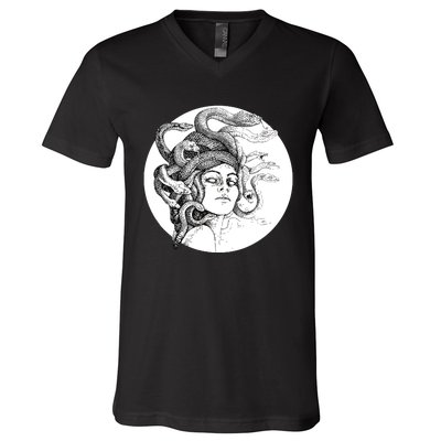 Medusa Greek Snakes Ancient Greece Mythology Gothic Goddess V-Neck T-Shirt