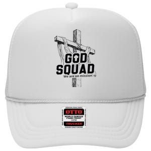 Mabc God Squad Black Text High Crown Mesh Back Trucker Hat