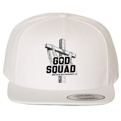 Mabc God Squad Black Text Wool Snapback Cap