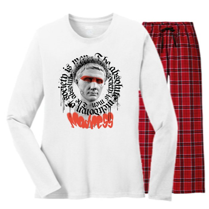 Madness Graffiti Statue Women's Long Sleeve Flannel Pajama Set 