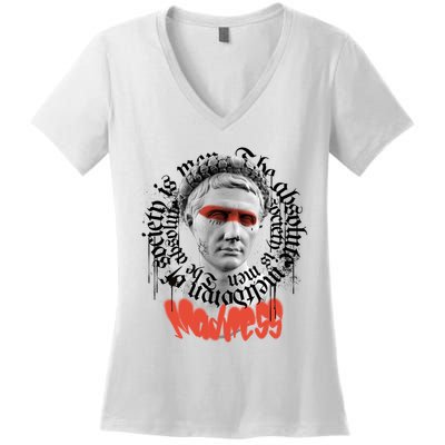 Madness Graffiti Statue Women's V-Neck T-Shirt