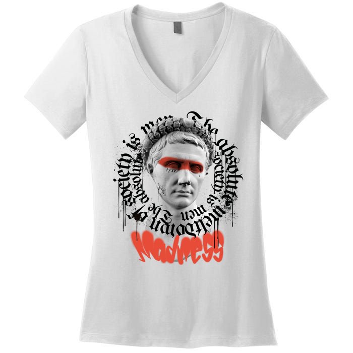 Madness Graffiti Statue Women's V-Neck T-Shirt