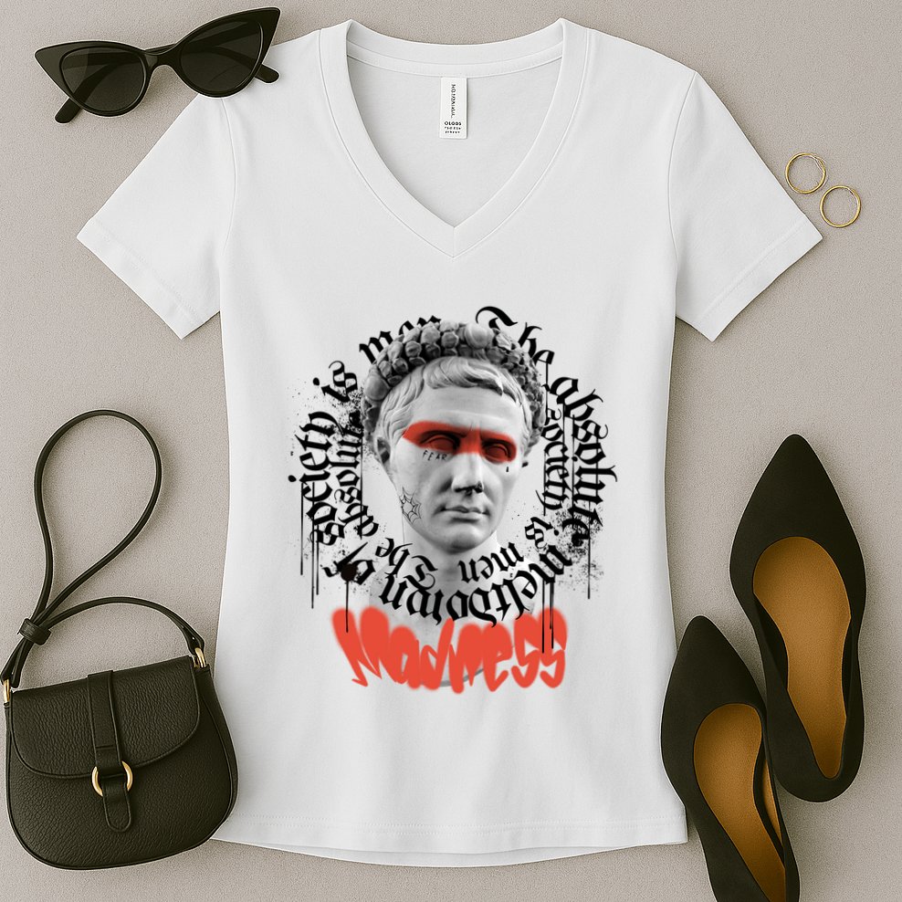 Madness Graffiti Statue Women's V-Neck T-Shirt