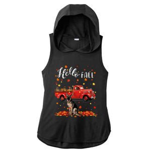 Maple German Shepherd Dog Leaf Fall Autumn Red Truck Gift Ladies PosiCharge Tri-Blend Wicking Draft Hoodie Tank