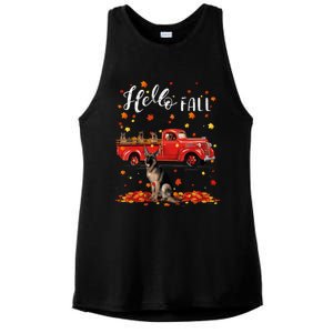 Maple German Shepherd Dog Leaf Fall Autumn Red Truck Gift Ladies PosiCharge Tri-Blend Wicking Tank