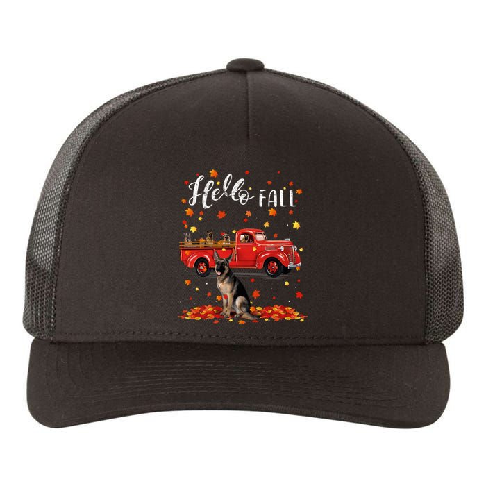 Maple German Shepherd Dog Leaf Fall Autumn Red Truck Gift Yupoong Adult 5-Panel Trucker Hat