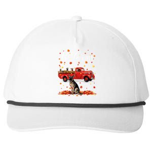 Maple German Shepherd Dog Leaf Fall Autumn Red Truck Gift Snapback Five-Panel Rope Hat