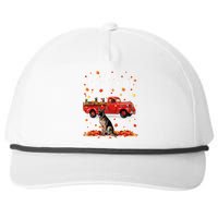 Maple German Shepherd Dog Leaf Fall Autumn Red Truck Gift Snapback Five-Panel Rope Hat