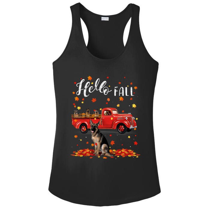 Maple German Shepherd Dog Leaf Fall Autumn Red Truck Gift Ladies PosiCharge Competitor Racerback Tank