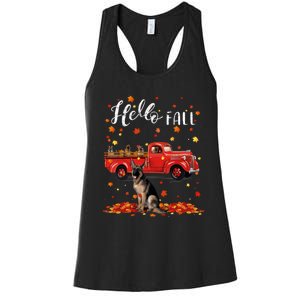 Maple German Shepherd Dog Leaf Fall Autumn Red Truck Gift Women's Racerback Tank