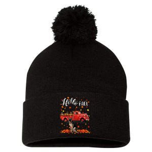 Maple German Shepherd Dog Leaf Fall Autumn Red Truck Gift Pom Pom 12in Knit Beanie