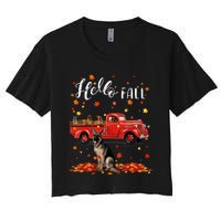 Maple German Shepherd Dog Leaf Fall Autumn Red Truck Gift Women's Crop Top Tee