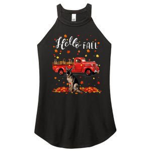 Maple German Shepherd Dog Leaf Fall Autumn Red Truck Gift Women's Perfect Tri Rocker Tank