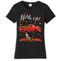 Maple German Shepherd Dog Leaf Fall Autumn Red Truck Gift Women's T-Shirt