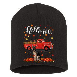 Maple German Shepherd Dog Leaf Fall Autumn Red Truck Gift Short Acrylic Beanie