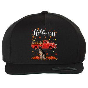 Maple German Shepherd Dog Leaf Fall Autumn Red Truck Gift Wool Snapback Cap