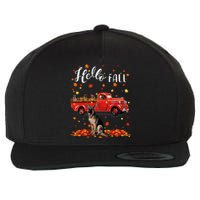 Maple German Shepherd Dog Leaf Fall Autumn Red Truck Gift Wool Snapback Cap