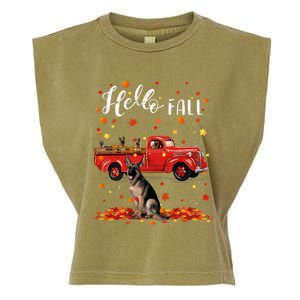 Maple German Shepherd Dog Leaf Fall Autumn Red Truck Gift Garment-Dyed Women's Muscle Tee