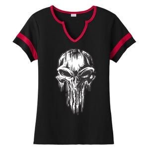 Military Grunge Skull Ladies Halftime Notch Neck Tee