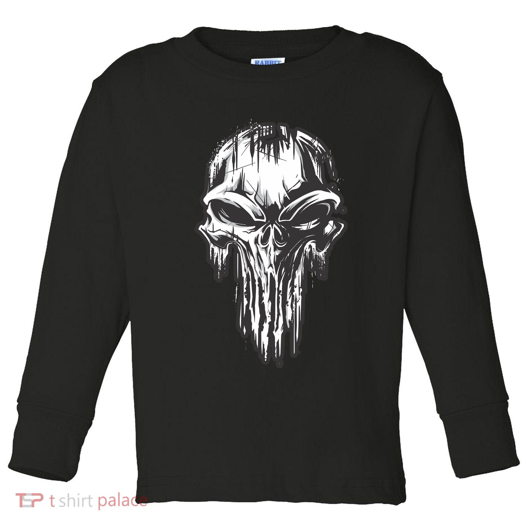 Military Grunge Skull Toddler Long Sleeve Shirt
