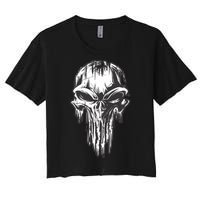 Military Grunge Skull Women's Crop Top Tee