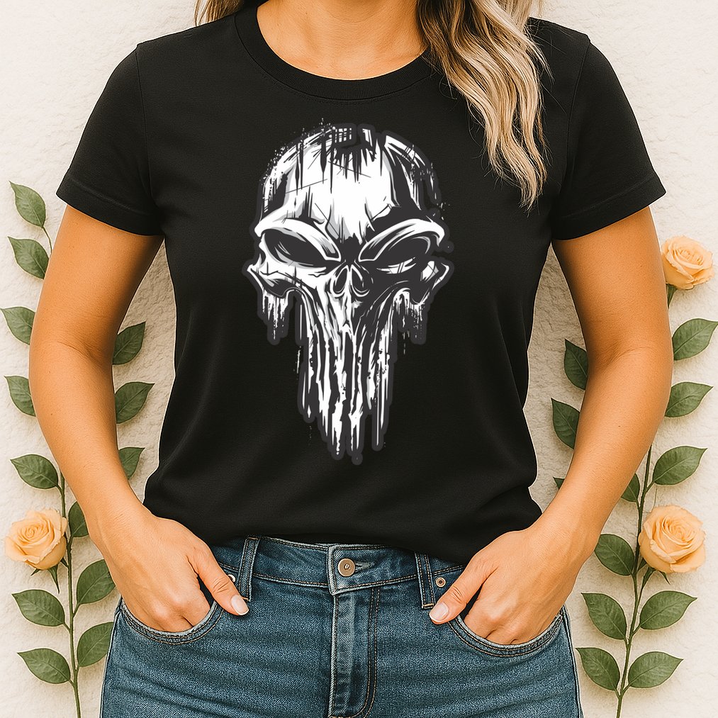 Military Grunge Skull Womens T-Shirt