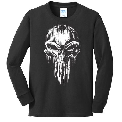 Military Grunge Skull Kids Long Sleeve Shirt