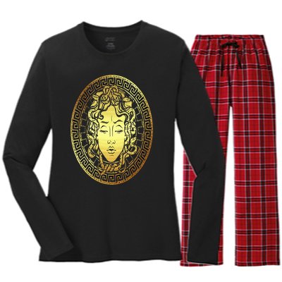 Medusa Gorgon Snake Head Greek Mythology Ancient Myth Women's Long Sleeve Flannel Pajama Set 